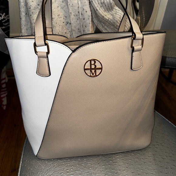 Badgley Mischka Handbags - Two-Tone Beige and White Women's Tote Bag